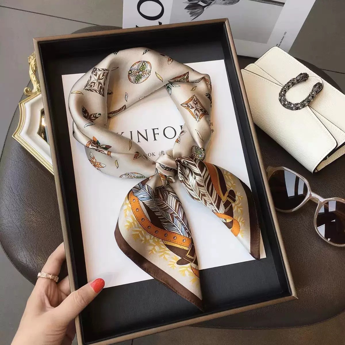 Luxury Bags For Summer - Luxury Design Skinny Silk Square Scarf