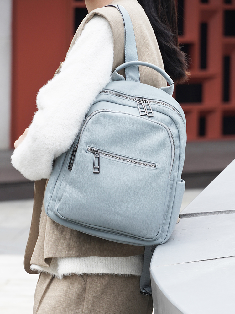 Zency Lake Blue Genuine Leathe - Genuine Leather Backpack recension och pris