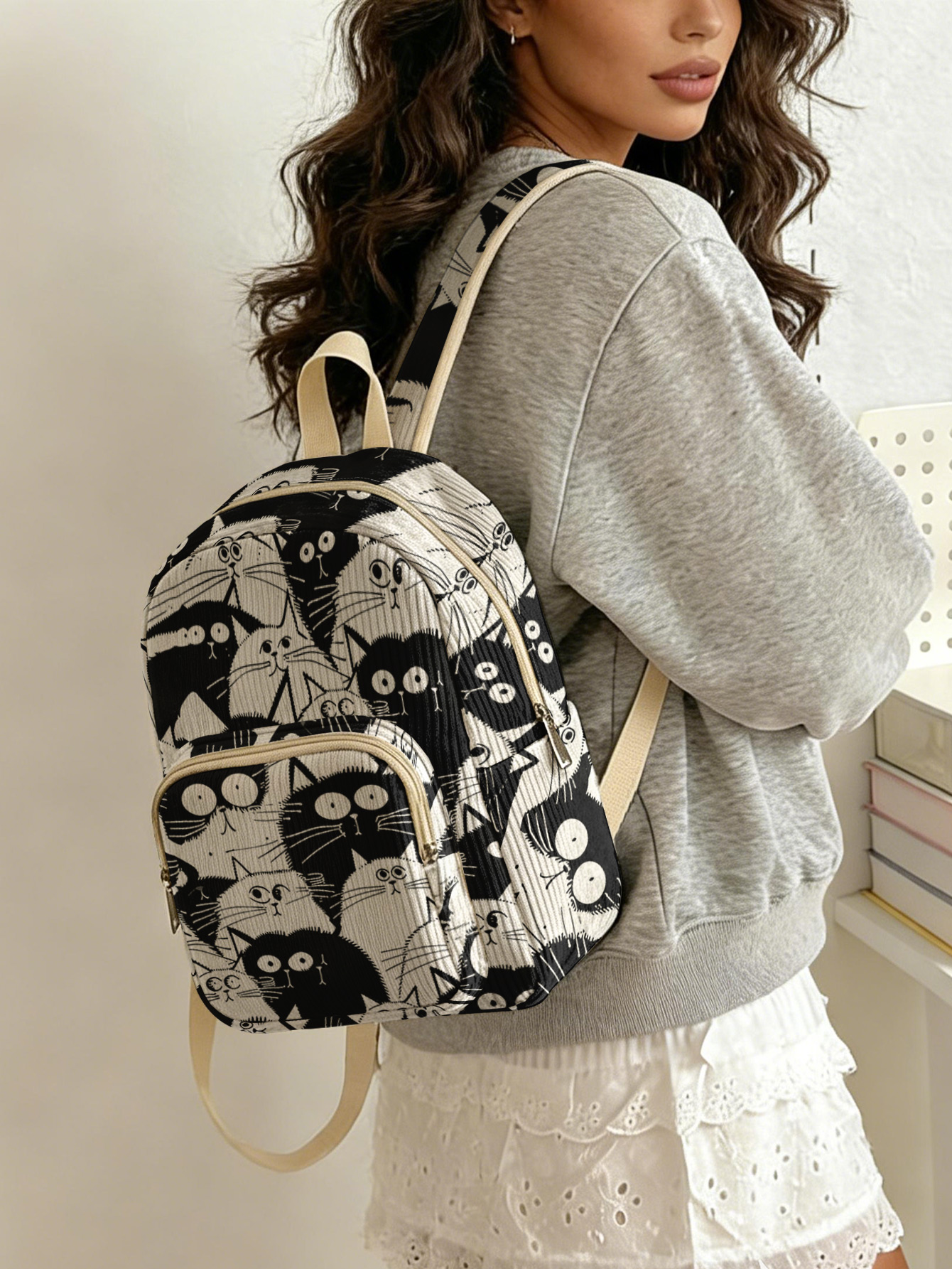 Black & White Cartoon Cats All - Luxury Bags White recension och pris