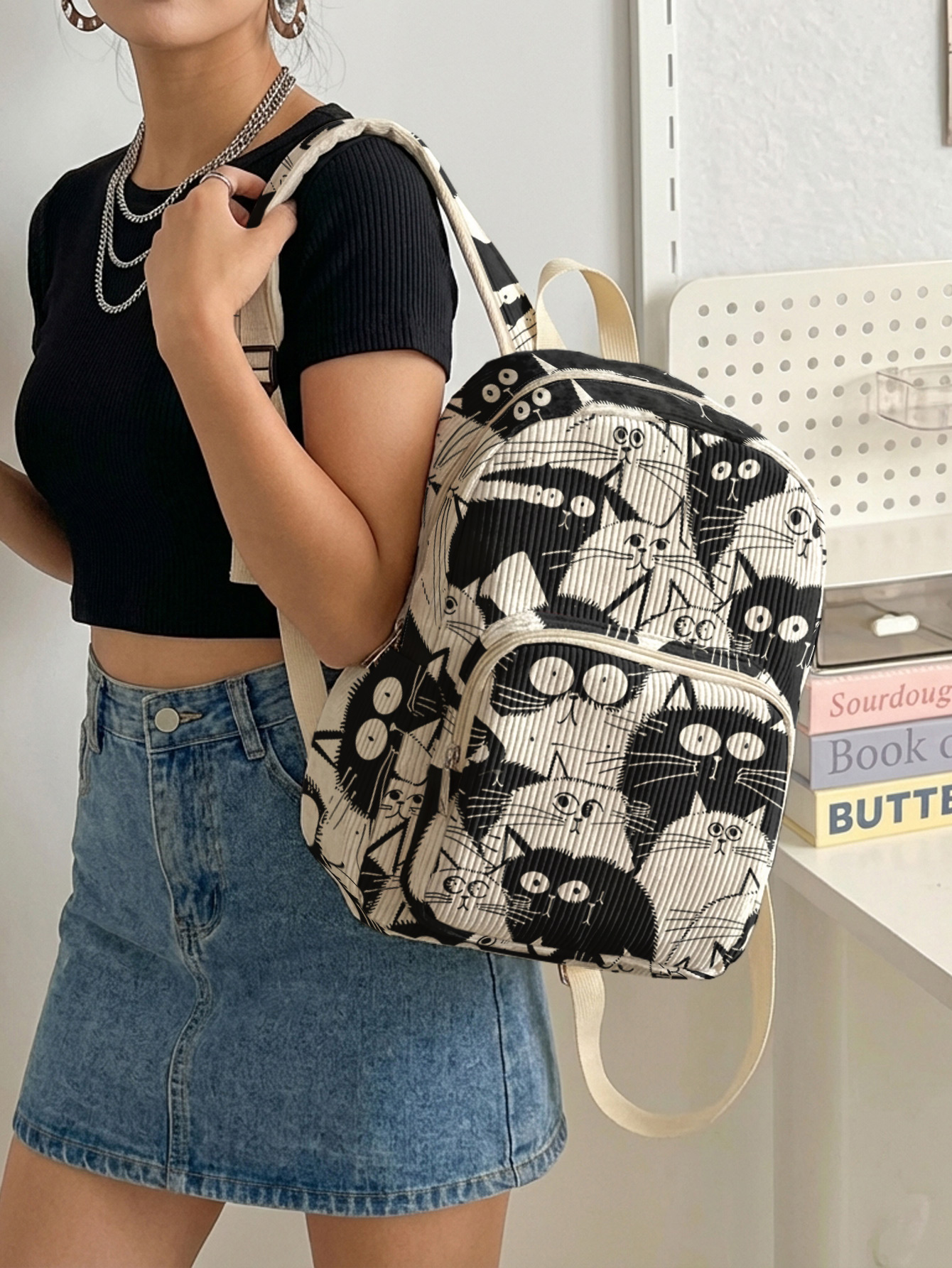 Black & White Cartoon Cats All - Luxury Bags White recension och pris