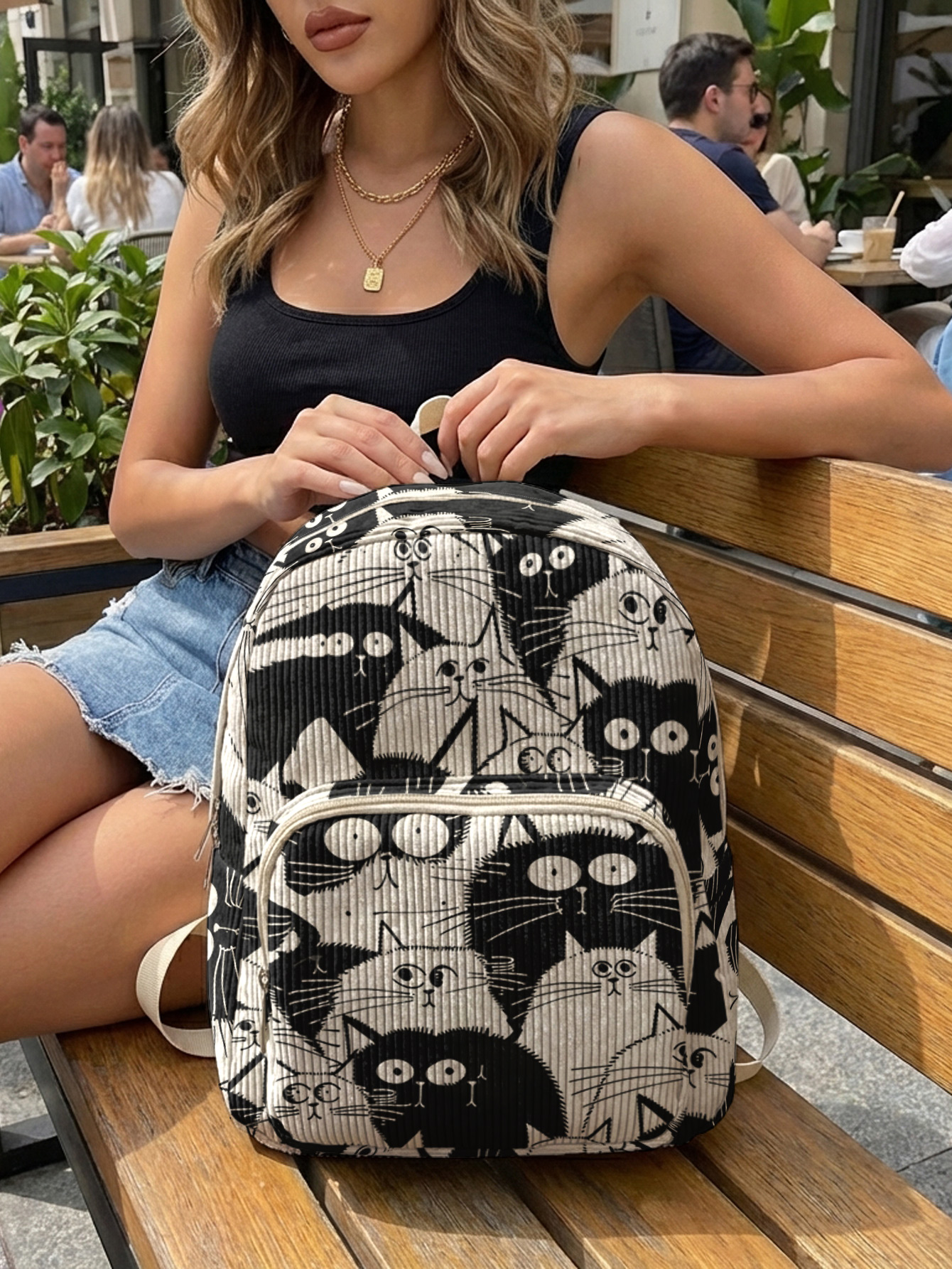 Black & White Cartoon Cats All - Luxury Bags White recension och pris