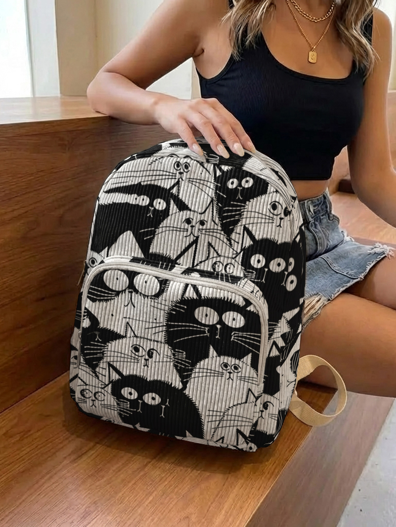 Black & White Cartoon Cats All - Luxury Bags White recension och pris