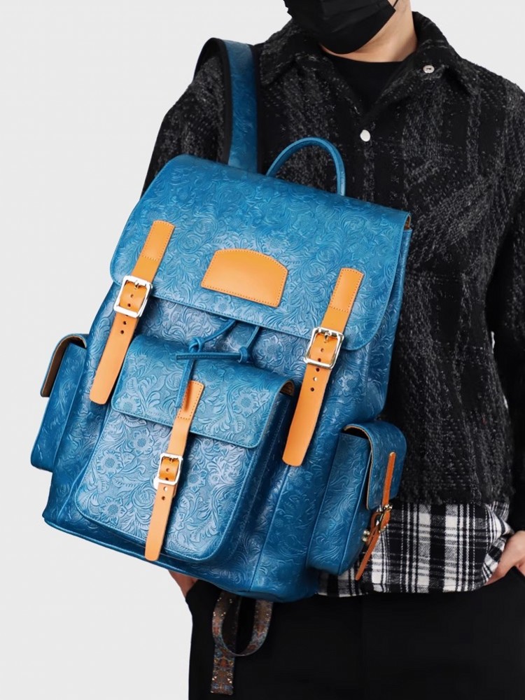 Vintage Mens Floral Wing Tip C - Genuine Leather Backpack recension och pris