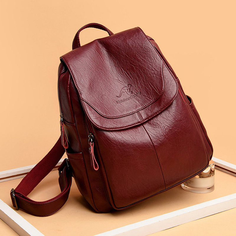 9 Color Women Soft Leather Bac - Genuine Leather Backpack recension och pris