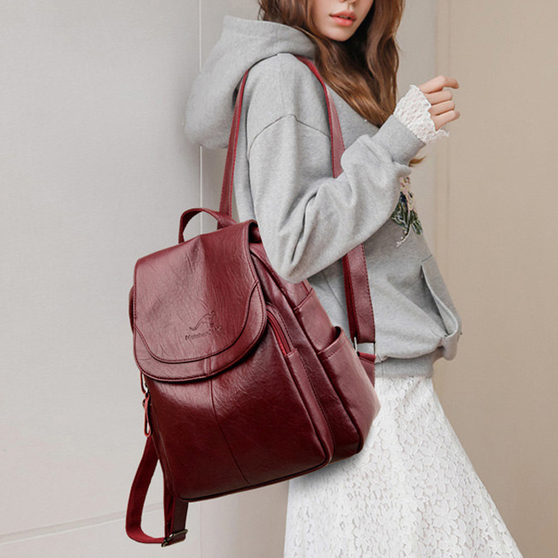 9 Color Women Soft Leather Bac - Genuine Leather Backpack recension och pris