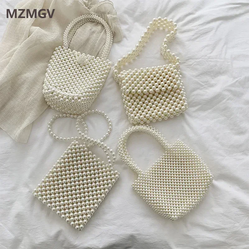 Fashion Hand-beaded Pearl Bag  - Luxury Bags White recension och pris