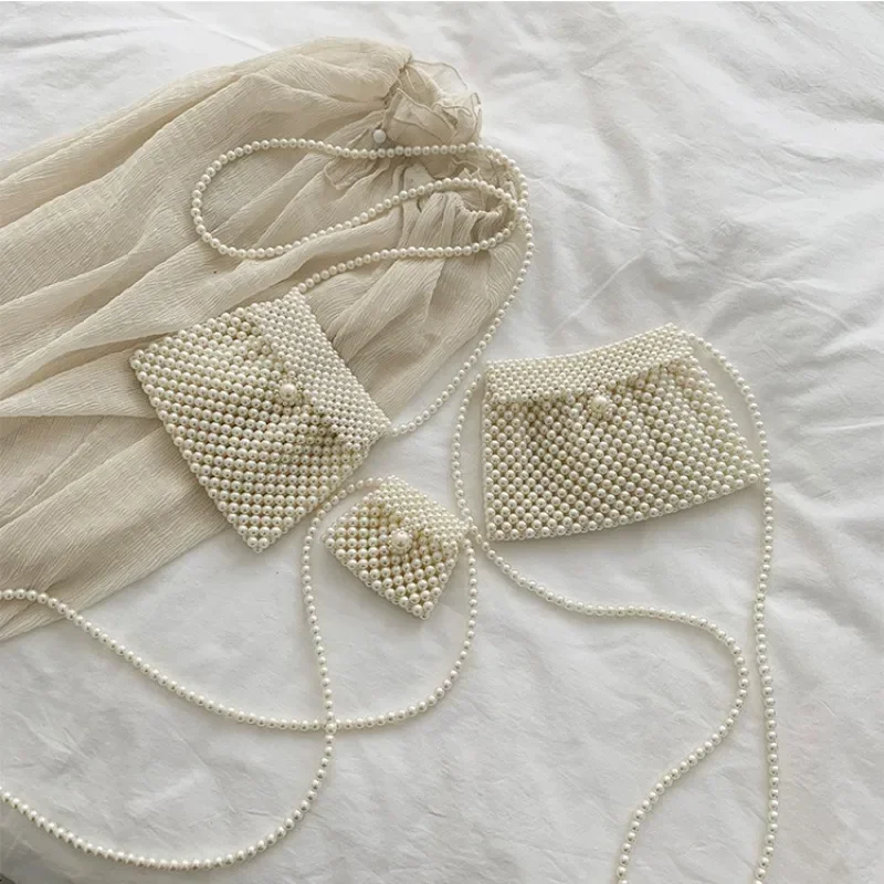 Fashion Hand-beaded Pearl Bag  - Luxury Bags White recension och pris