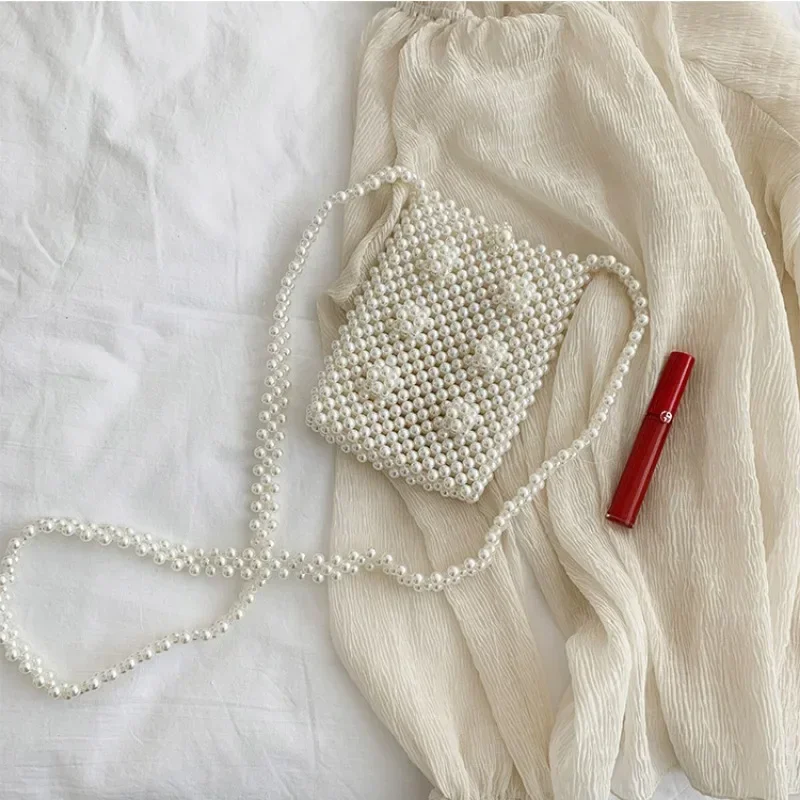 Fashion Hand-beaded Pearl Bag  - Luxury Bags White recension och pris