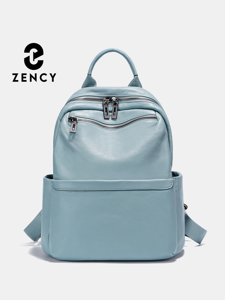 Zency Women's Blue Soft Leathe - Genuine Leather Backpack recension och pris