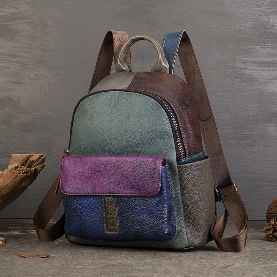 【New Arrival】 Vintage Color Bl - Genuine Leather Backpack recension och pris