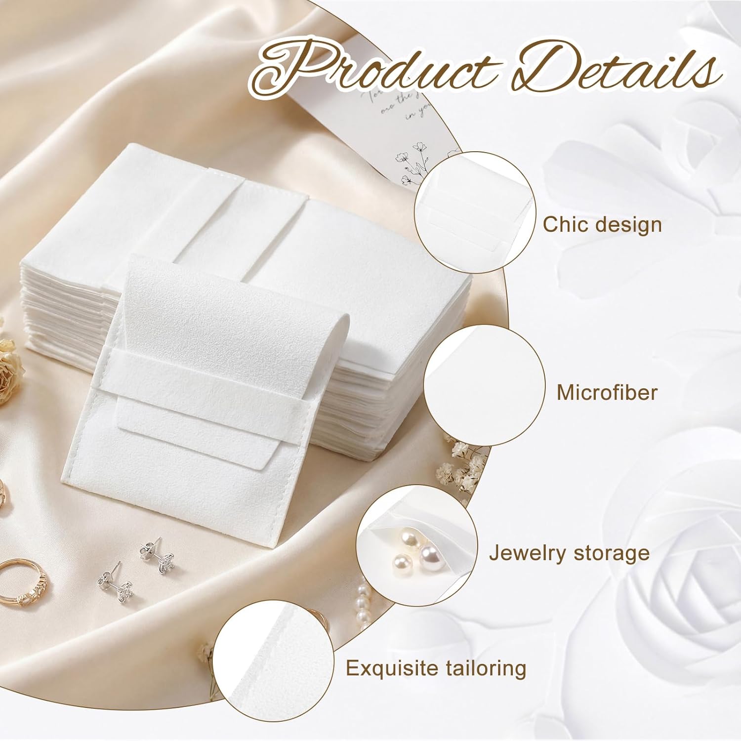 40 Pcs Microfiber Jewelry Pouc - Luxury Bags White recension och pris