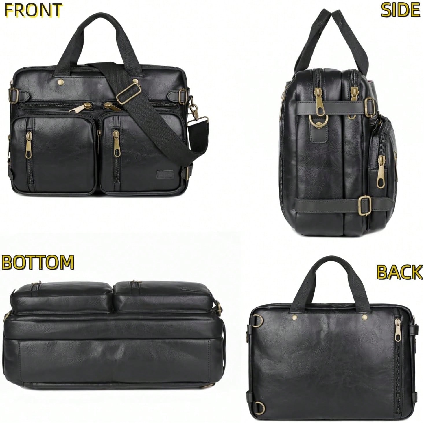 Men Vegan Leather 17 Inch Hybr - Genuine Leather Backpack recension och pris