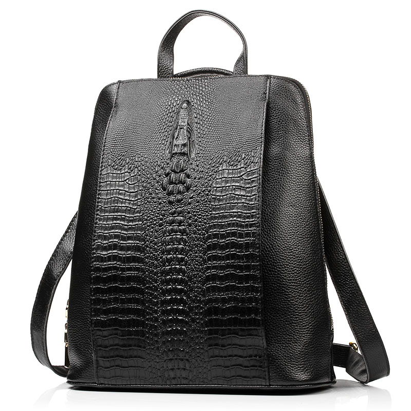 Zency Women's Crocodile Leathe - Genuine Leather Backpack recension och pris