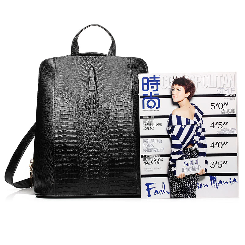 Zency Women's Crocodile Leathe - Genuine Leather Backpack recension och pris